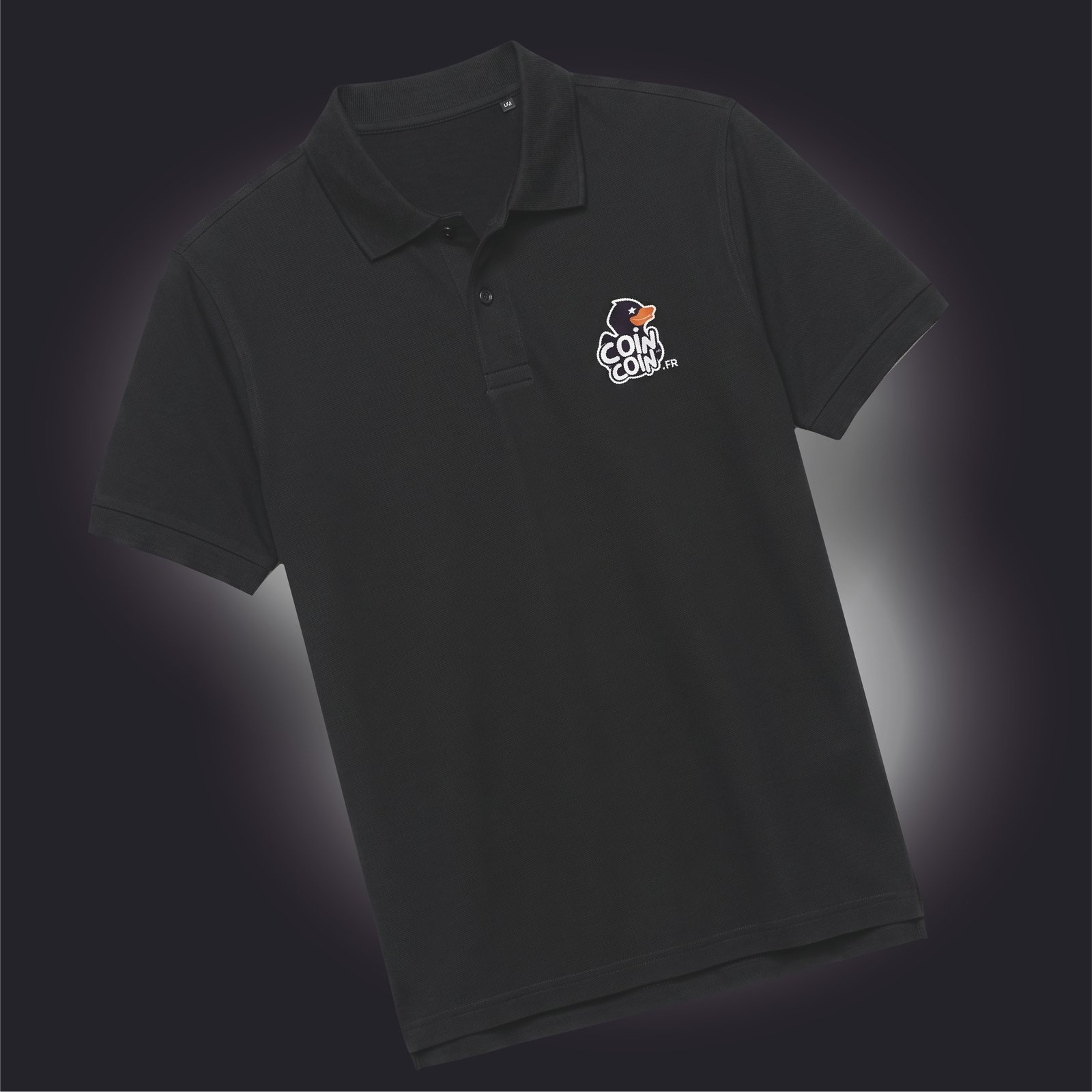 Polo noir floqué du logo Coin Coin